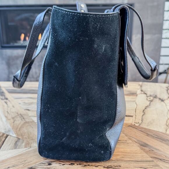 Kate Spade New York, Spencer Court Archie Tote, Black Pebbled Leather & Suede - Picture 9 of 12